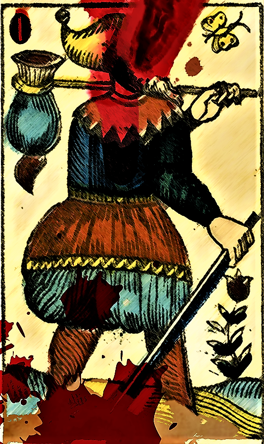 El Loco, naipe del Tarot encontrado en la boca de la cabeza de Edmond Durant